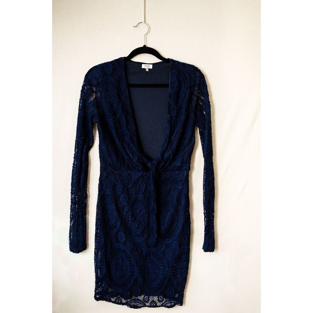 TOBI dress Size Large Navy Blue crochet lace L Event Party Cocktail
